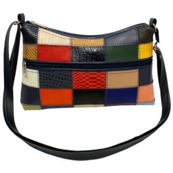 Bolsa Em Retalhos De Couro Transversal Feminina Casual - Image 5