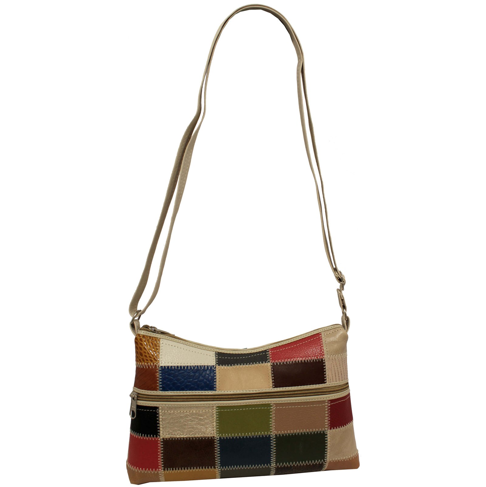 Bolsa Em Retalhos De Couro Transversal Feminina Casual - Imagem 4