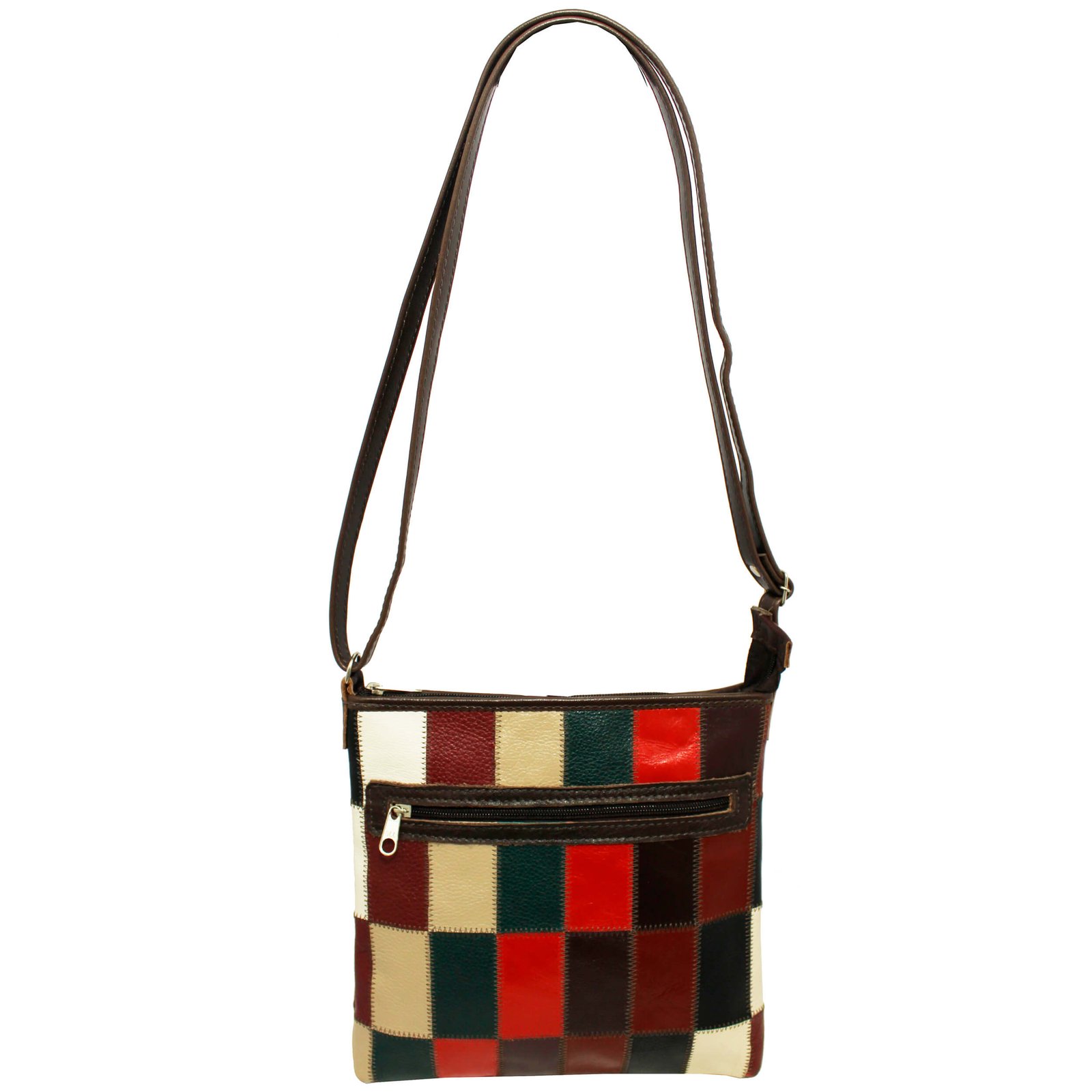 Bolsa Retalhos Couro Legitimo Feminina Transversal - Imagem 9