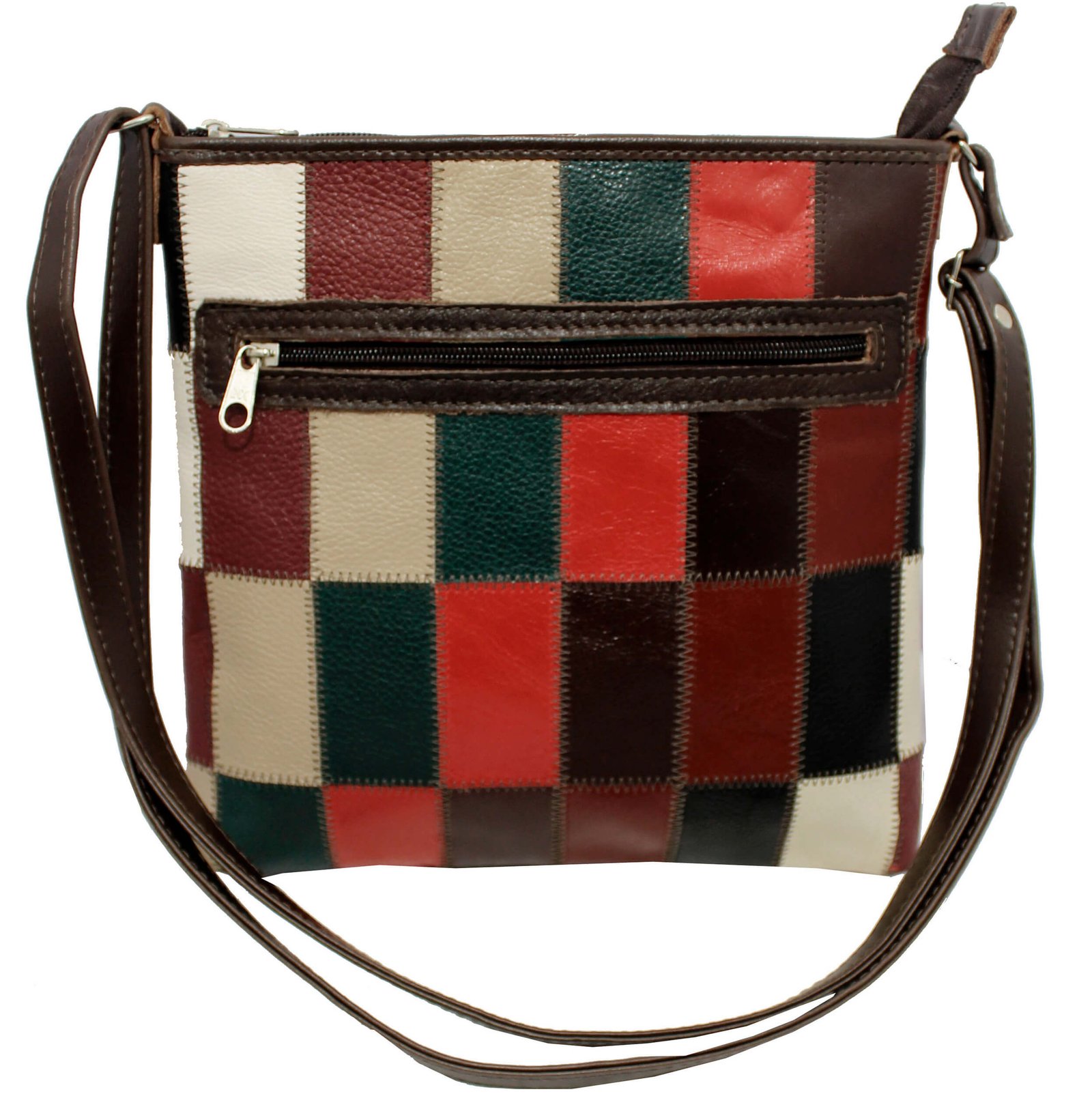 Bolsa Retalhos Couro Legitimo Feminina Transversal - Imagem 8