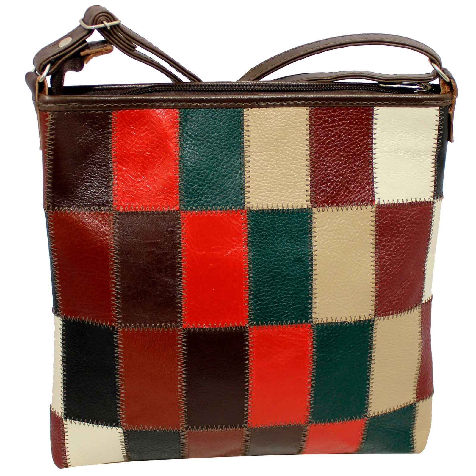 Bolsa Retalhos Couro Legitimo Feminina Transversal - Imagem 7