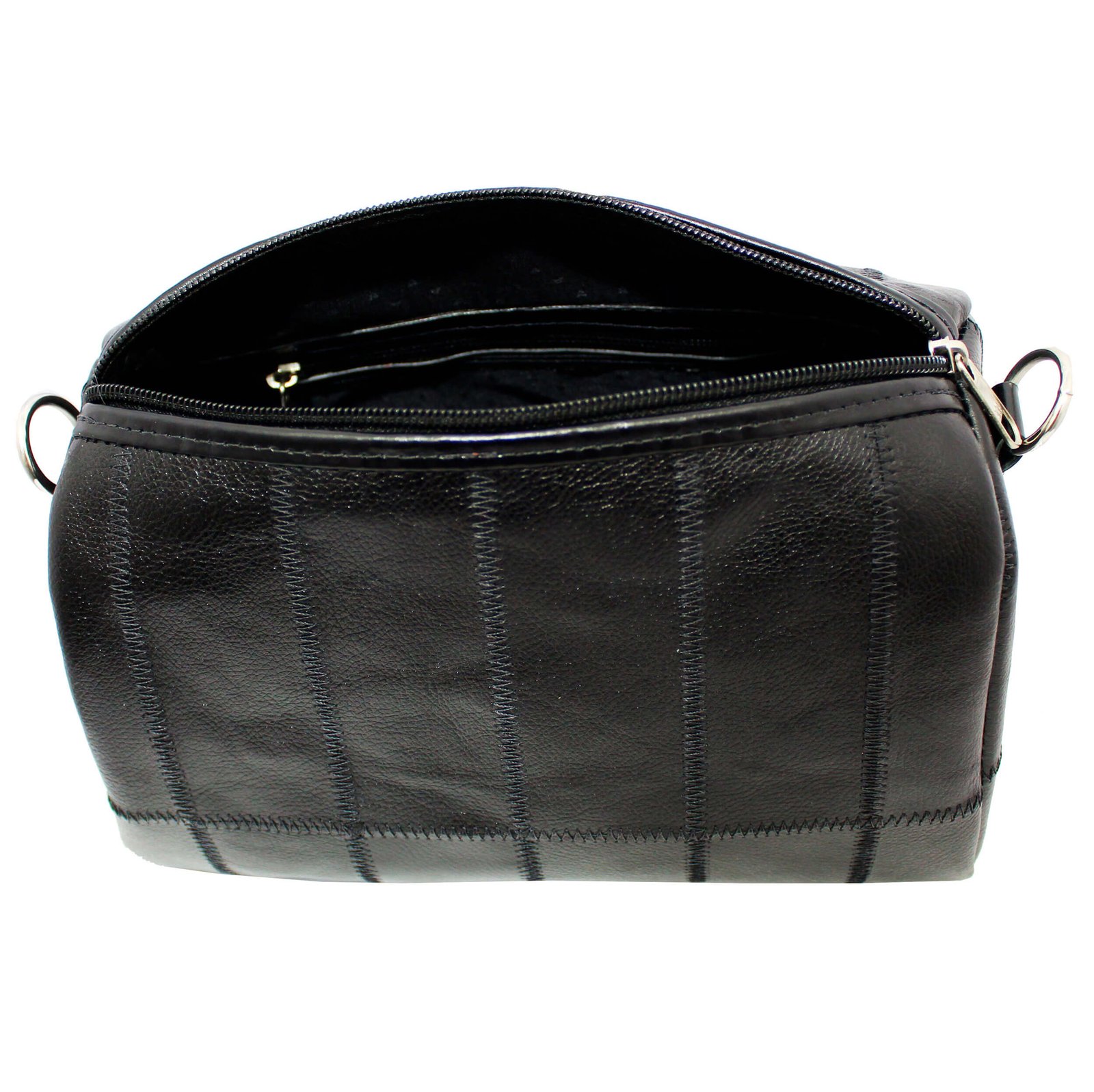 Bolsa Media Em Retalhos De Couro Feminina Bau - Imagem 3