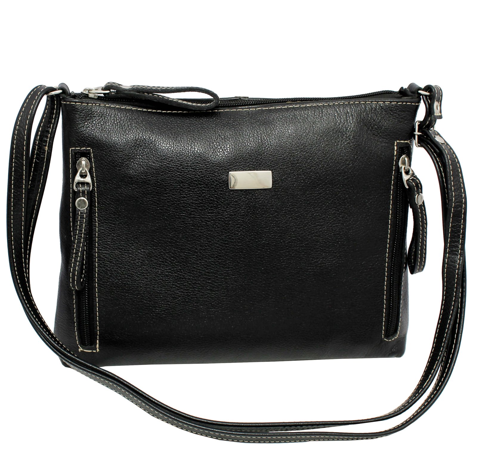 Bolsa Feminina Couro Transversal Bls294 4 Ziperes - Imagem 15