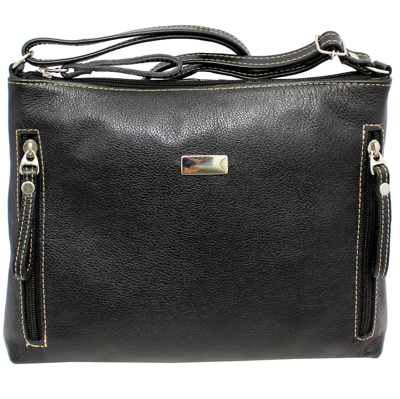 Bolsa Feminina Couro Transversal Bls294 4 Ziperes - Imagem 13