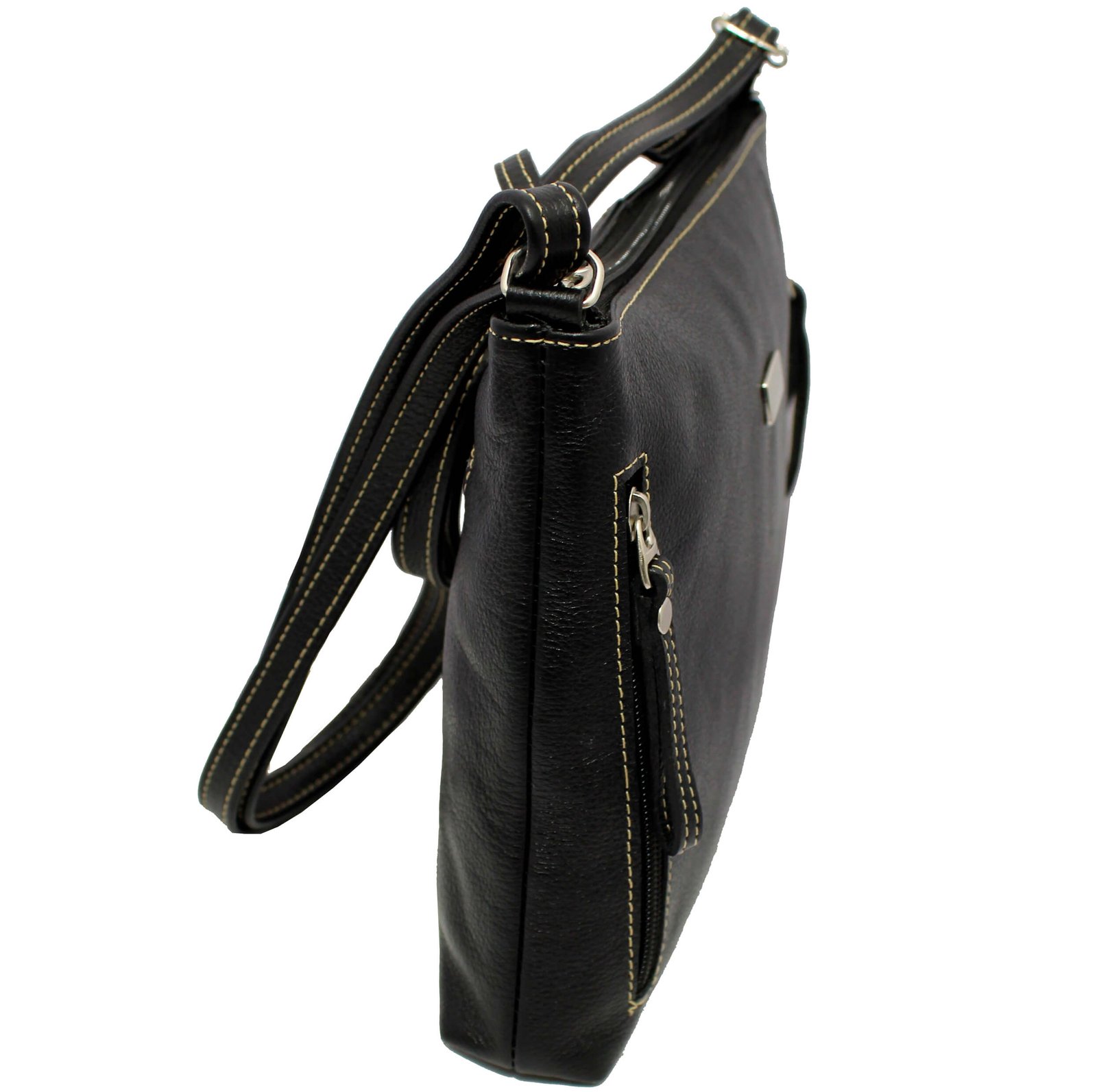 Bolsa Feminina Couro Transversal Bls294 4 Ziperes - Imagem 12