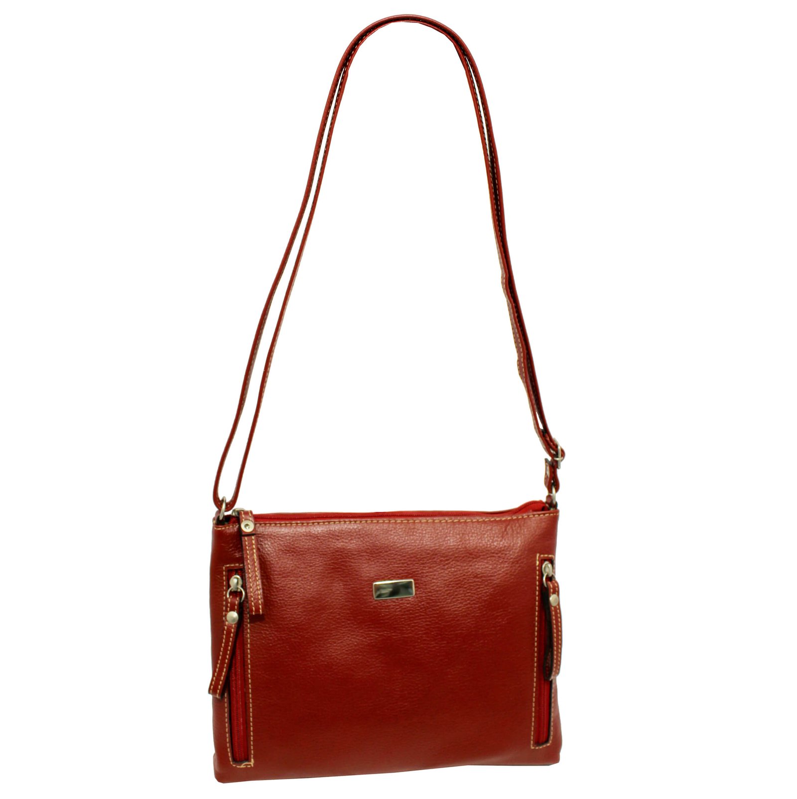 Bolsa Feminina Couro Transversal Bls294 4 Ziperes - Imagem 10