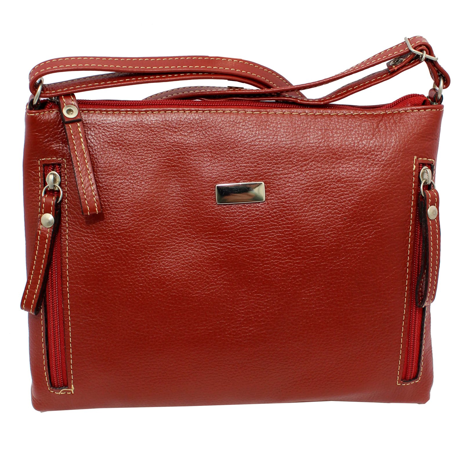 Bolsa Feminina Couro Transversal Bls294 4 Ziperes - Imagem 9