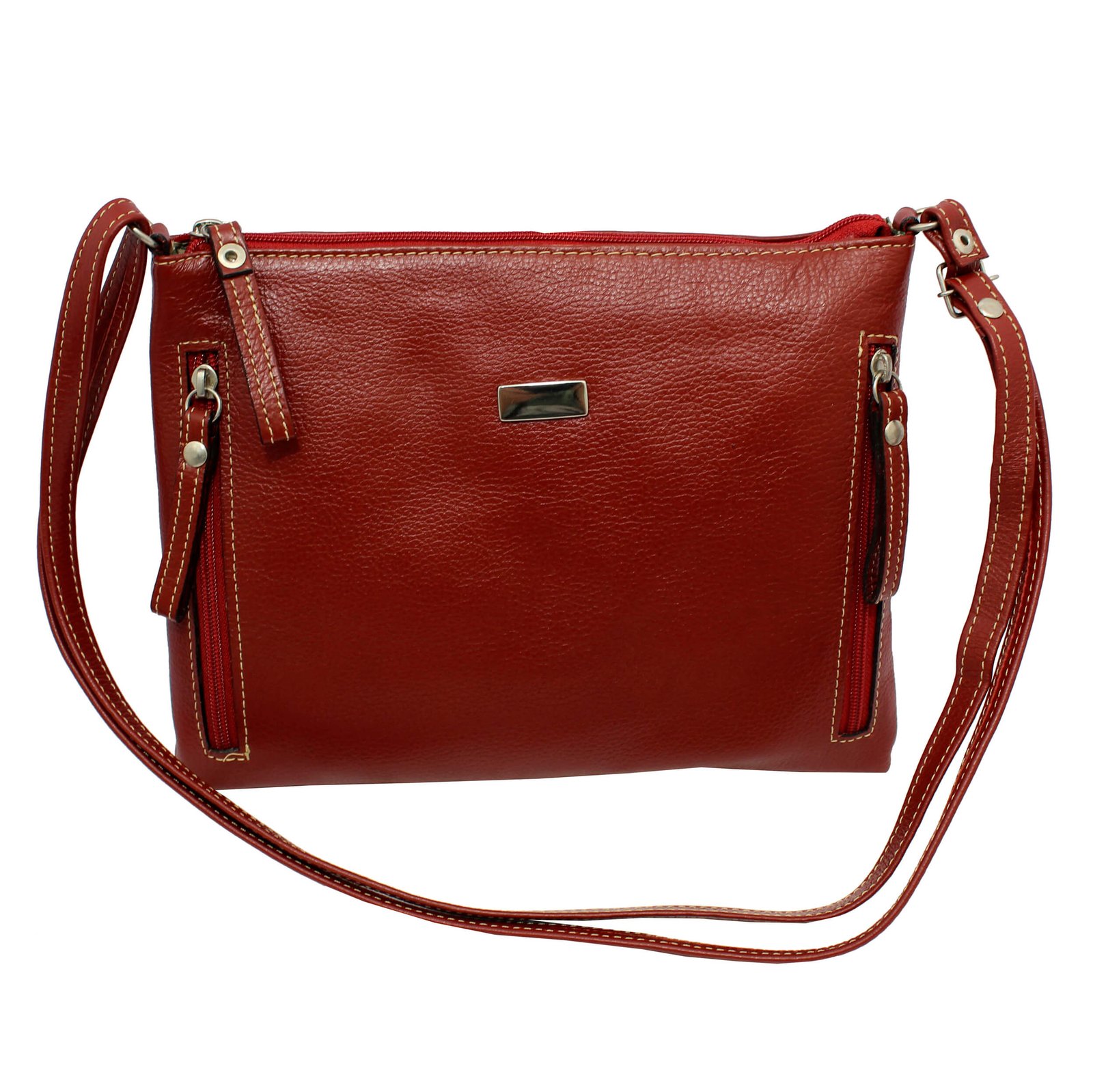 Bolsa Feminina Couro Transversal Bls294 4 Ziperes - Imagem 8