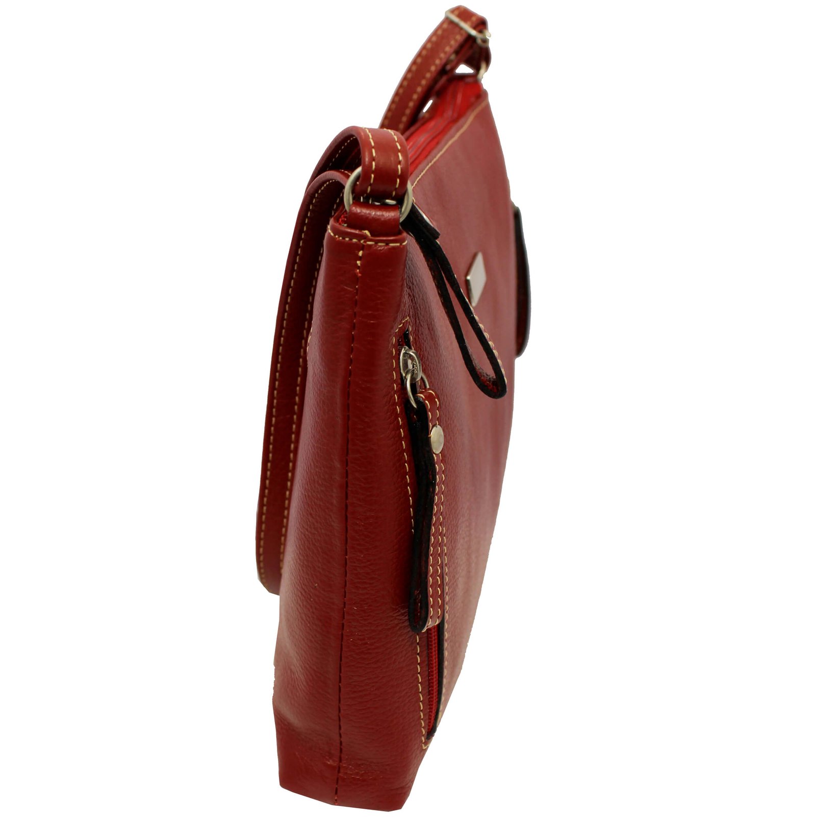 Bolsa Feminina Couro Transversal Bls294 4 Ziperes - Imagem 7