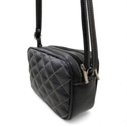 Bolsa Feminina Transversal Couro Legítimo Matelassê Luxo 2 Ziper