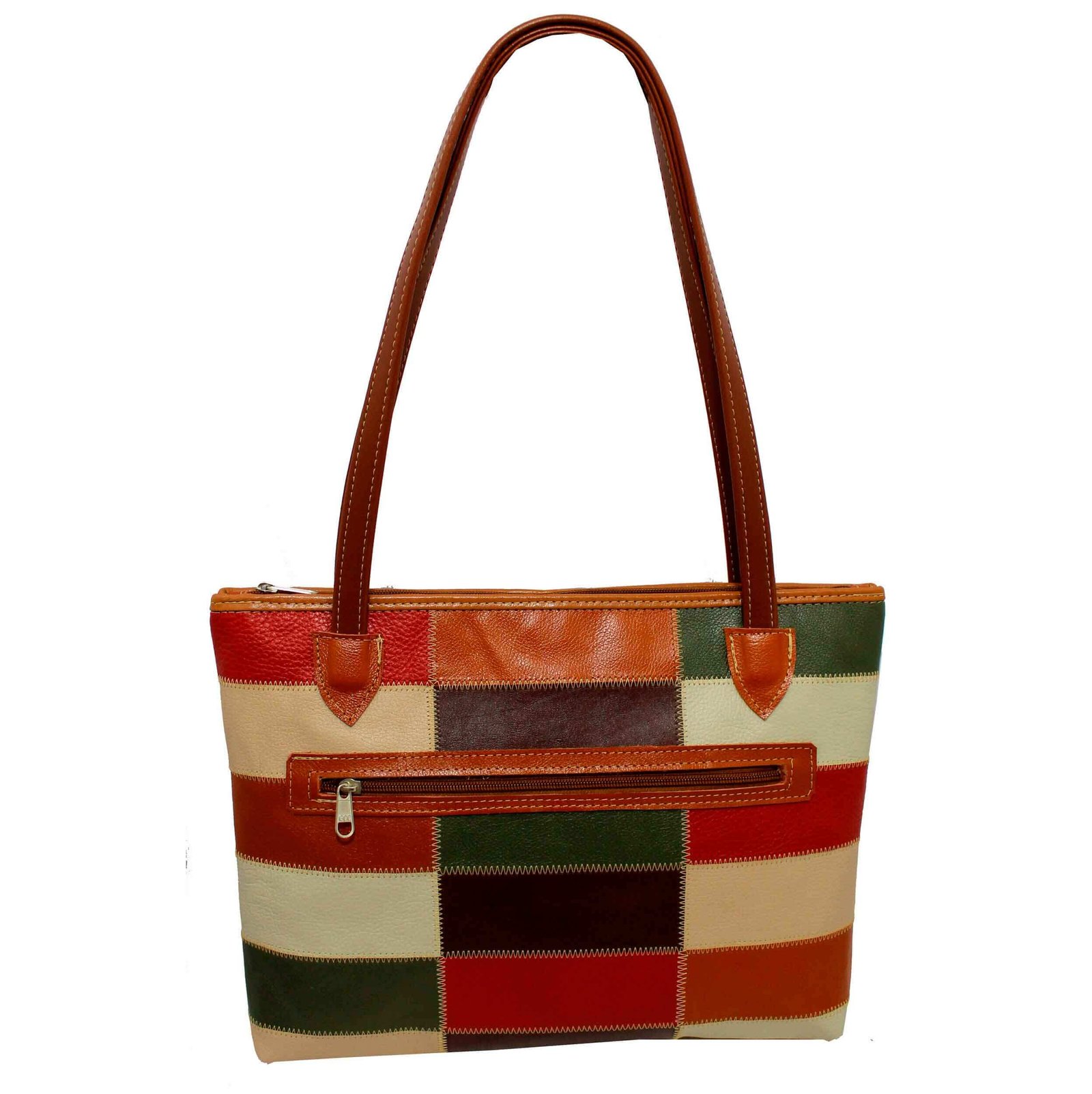 Bolsa Em Couro Retalhos Ombro Feminina Pastel Pasta