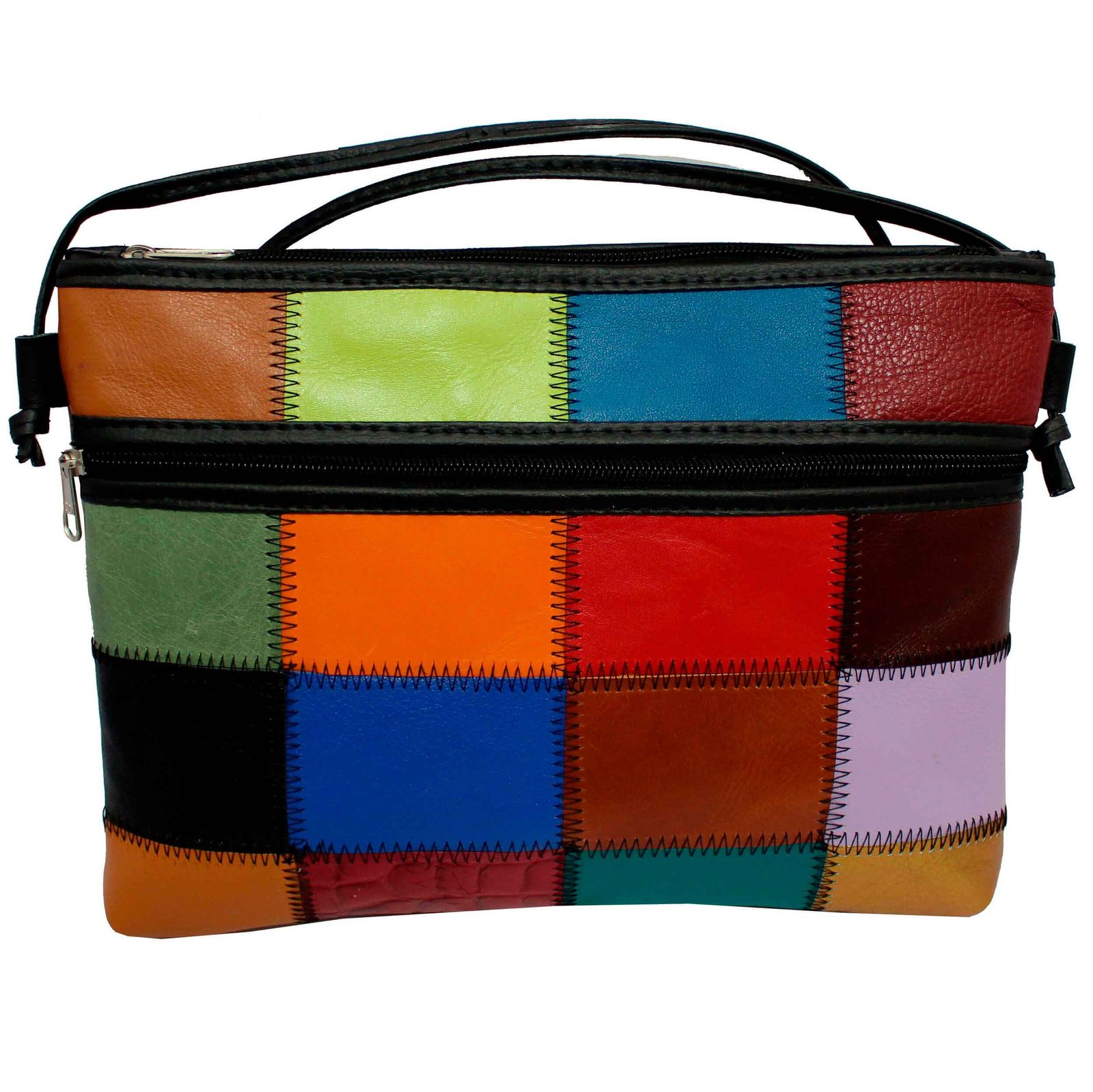 Bolsa De Retalhos Em Couro Transversal Feminina Patchwork Grande