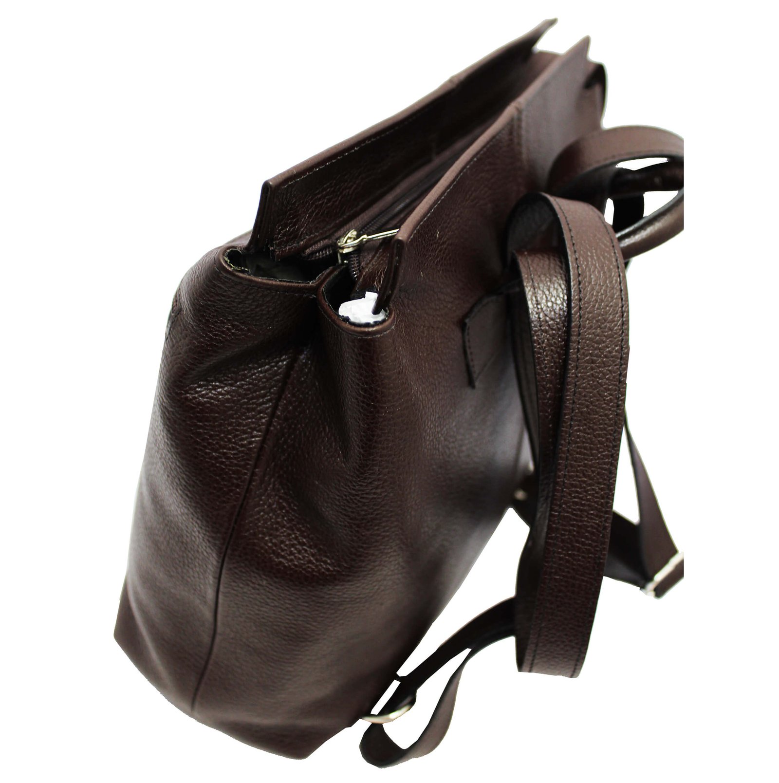 Mochila Em Couro Feminina Grande Bolsos Social Casual - Imagem 7