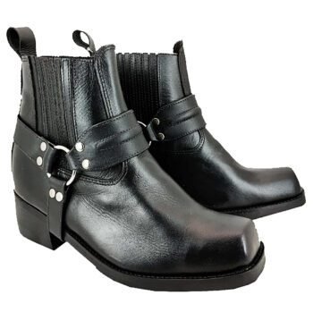BOTA CANO BAIXO BICO QUADRADO ACESSORIO ARGOLA BOTAO Ref232 Couro Bovino Legitimo