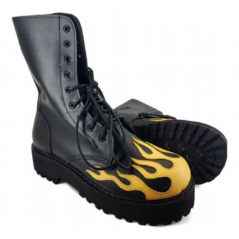 Coturno Couro Bovino Legitimo Cano Baixo Ilhós Chamas Flame Ref065 - Image 19