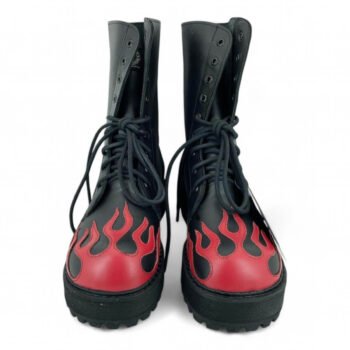 Coturno Couro Bovino Legitimo Cano Baixo Ilhós Chamas Flame Ref065 - Image 11