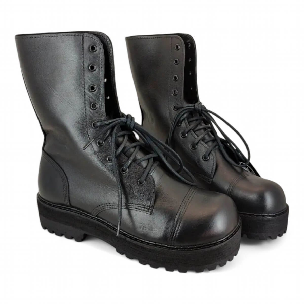 Coturno Couro Bovino Legitimo Cano Baixo Ilhós Preto Ref056