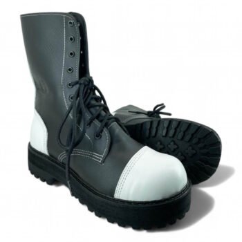 Coturno Couro Bovino Legitimo Cano Baixo Preto Branco Ref221