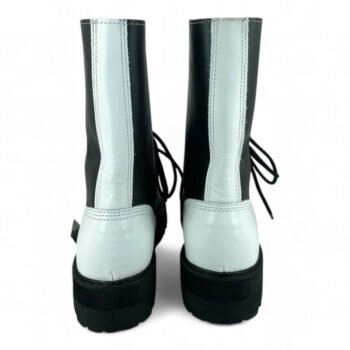 Coturno Couro Bovino Legitimo Cano Baixo Preto Branco Ref221 - Imagem 6