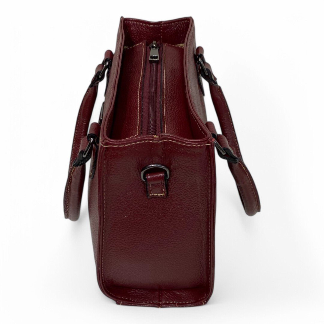 Bolsa Couro Legitimo Feminina Transversal Ombro Duas Alças Bau - Imagem 15