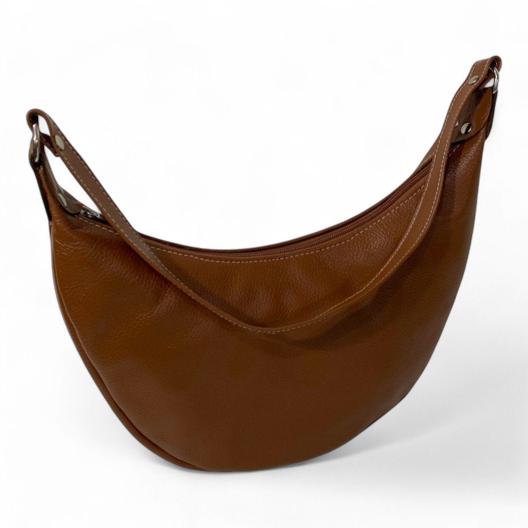 Bolsa Meia Lua Couro Bovino Média Ombro Social Festa - Imagem 31