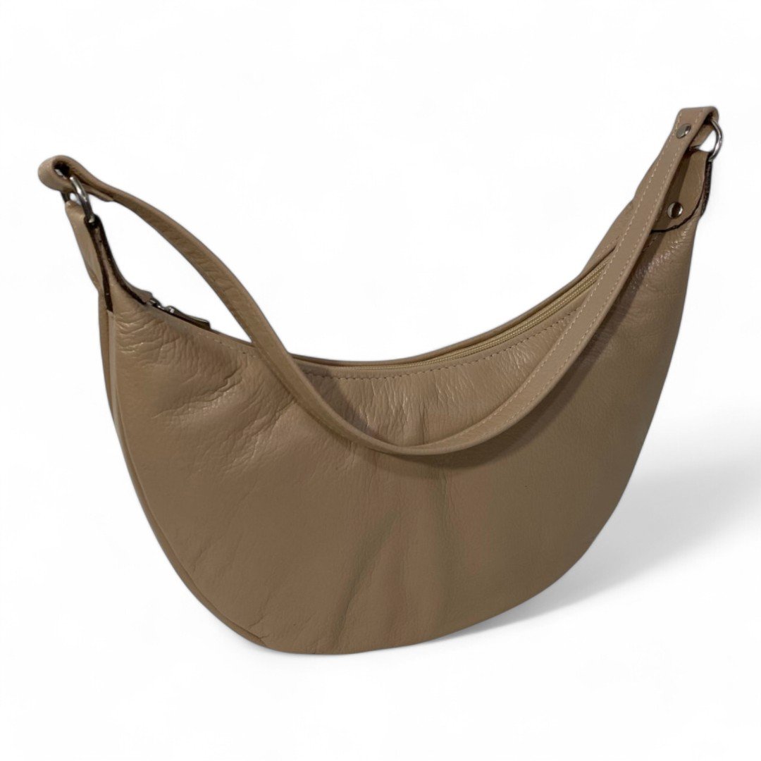 Bolsa Meia Lua Couro Bovino Média Ombro Social Festa - Imagem 30