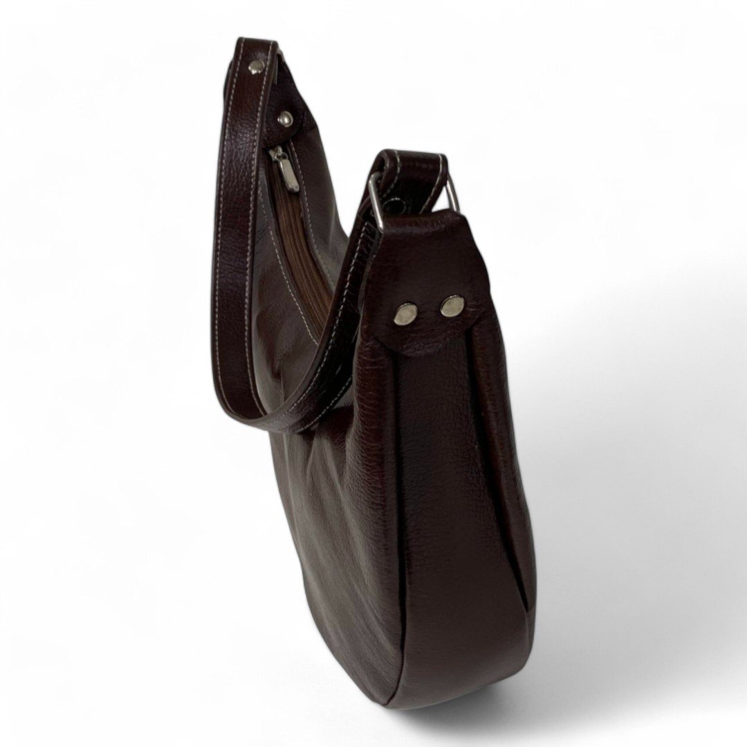 Bolsa Meia Lua Couro Bovino Média Ombro Social Festa - Imagem 18