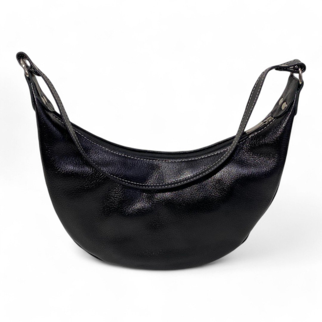 Bolsa Meia Lua Couro Bovino Média Ombro Social Festa - Imagem 38