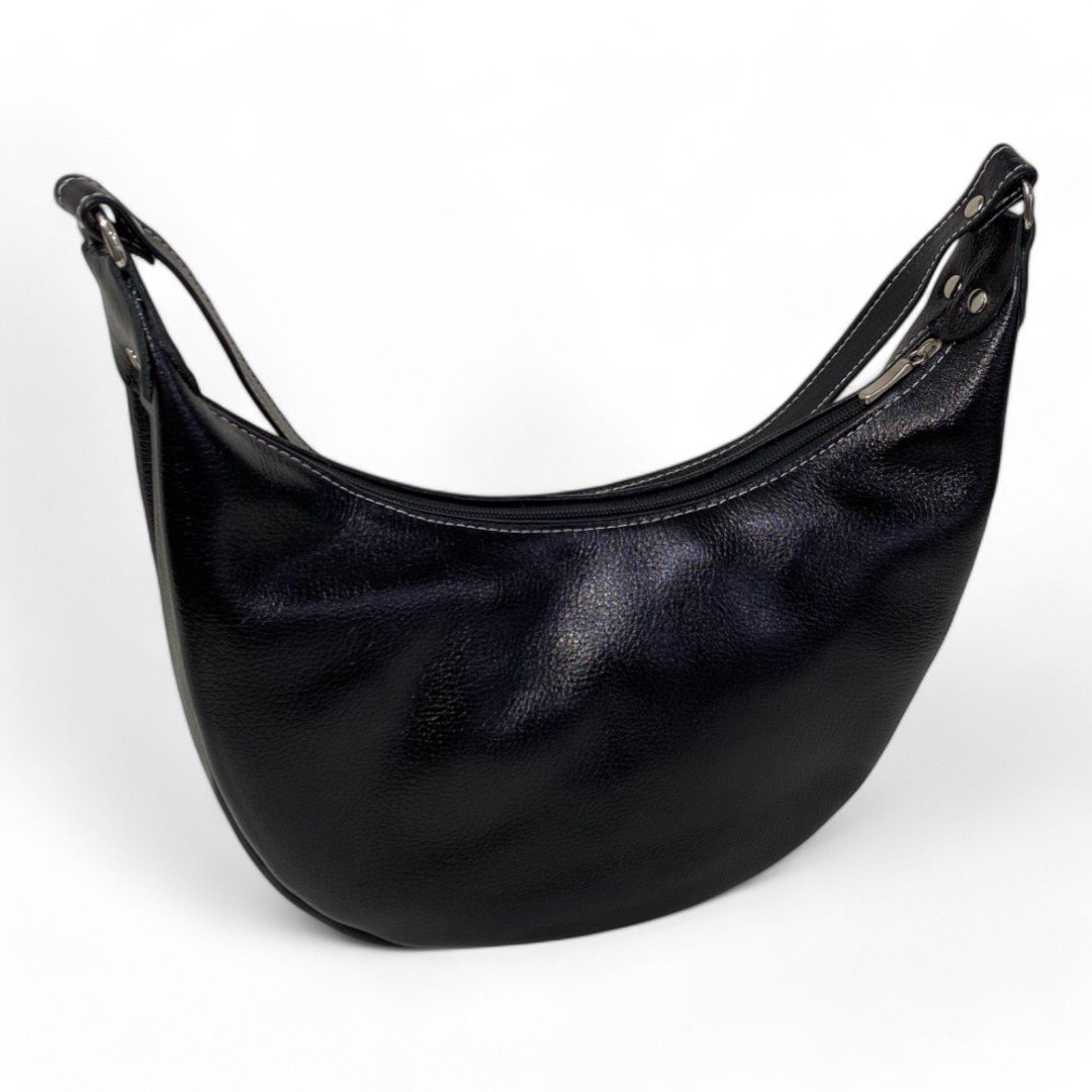 Bolsa Meia Lua Couro Bovino Média Ombro Social Festa - Imagem 16