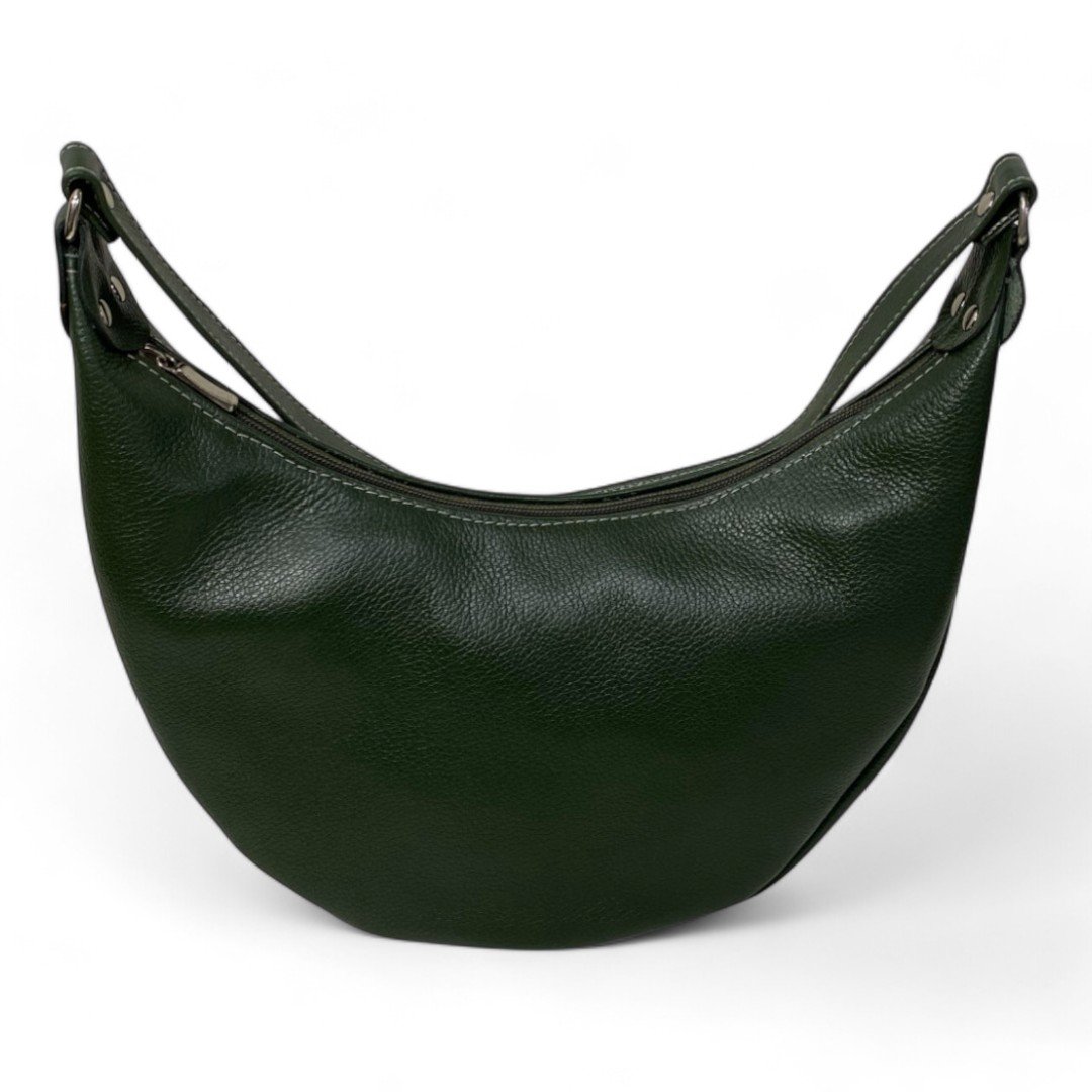 Bolsa Meia Lua Couro Bovino Média Ombro Social Festa - Imagem 11