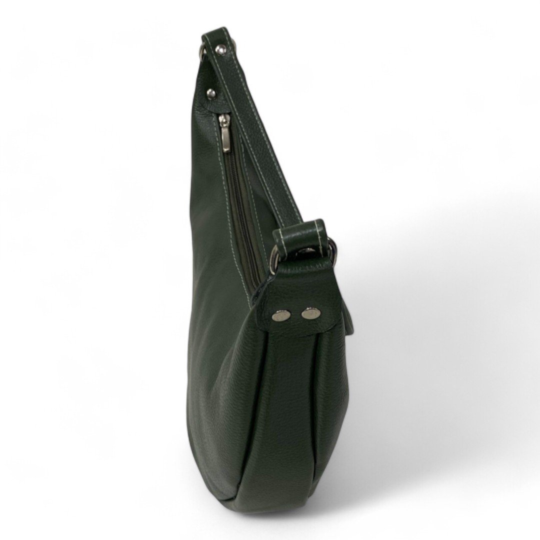 Bolsa Meia Lua Couro Bovino Média Ombro Social Festa - Imagem 10