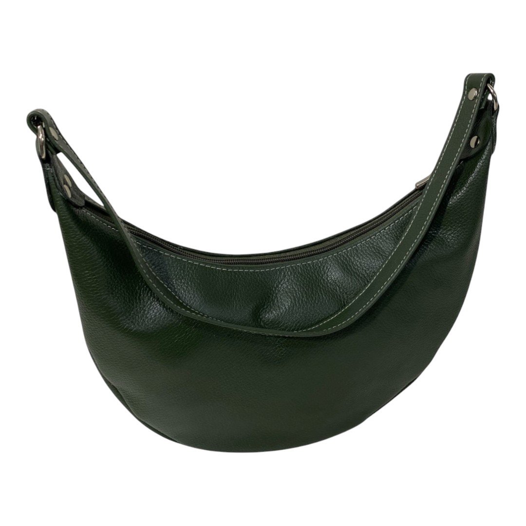 Bolsa Meia Lua Couro Bovino Média Ombro Social Festa - Imagem 8