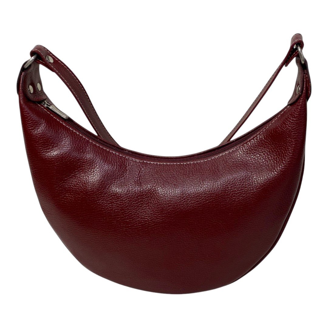 Bolsa Meia Lua Couro Bovino Média Ombro Social Festa - Imagem 5