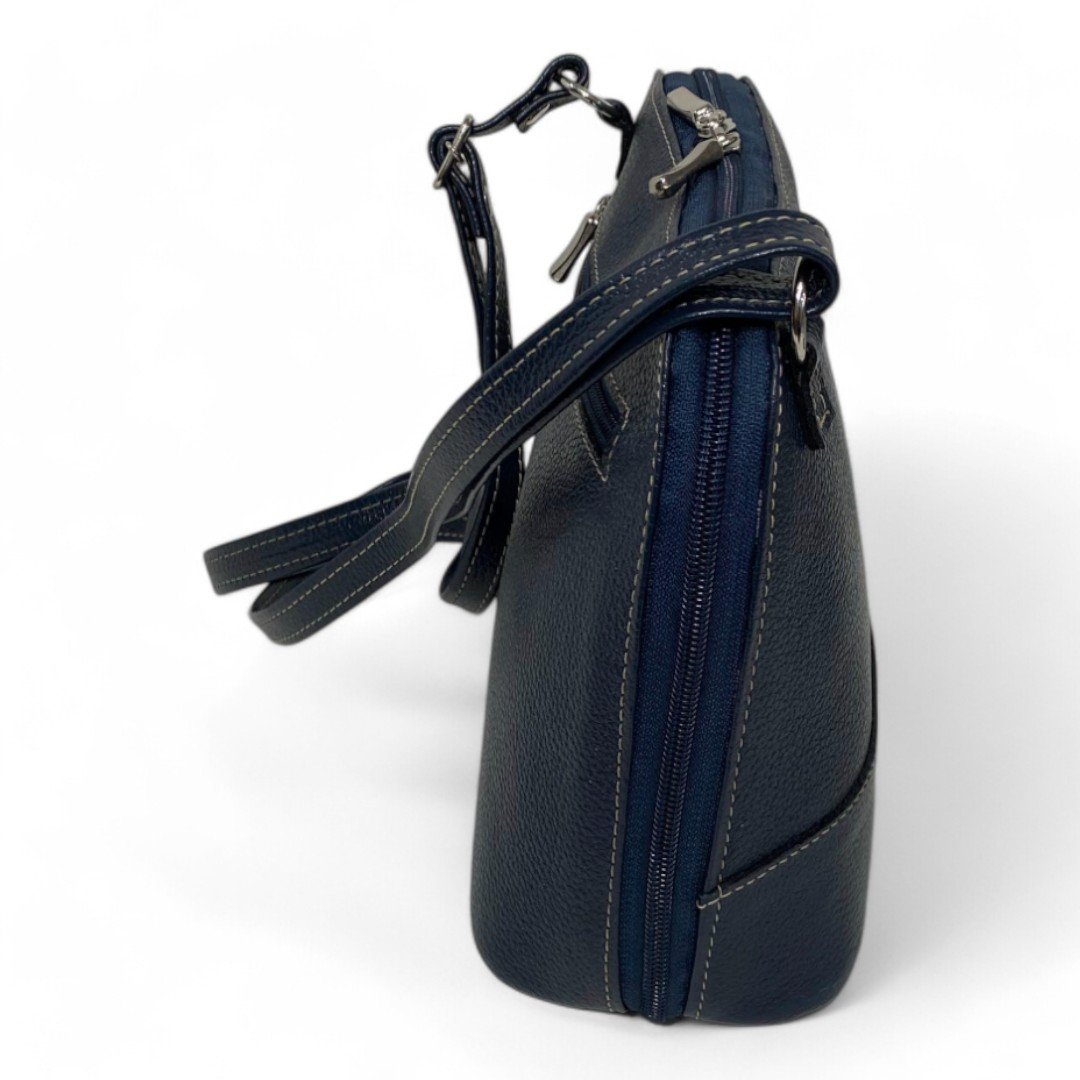 Bolsa Feminina Couro Legítimo Pequena Channel Redonda Ziper Inteiro Repartições internas - Imagem 45