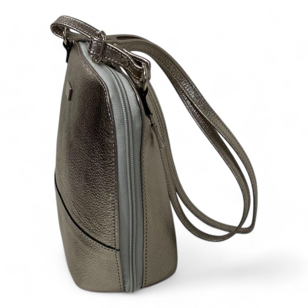 Bolsa Feminina Couro Legítimo Pequena Channel Redonda Ziper Inteiro Repartições internas - Imagem 21