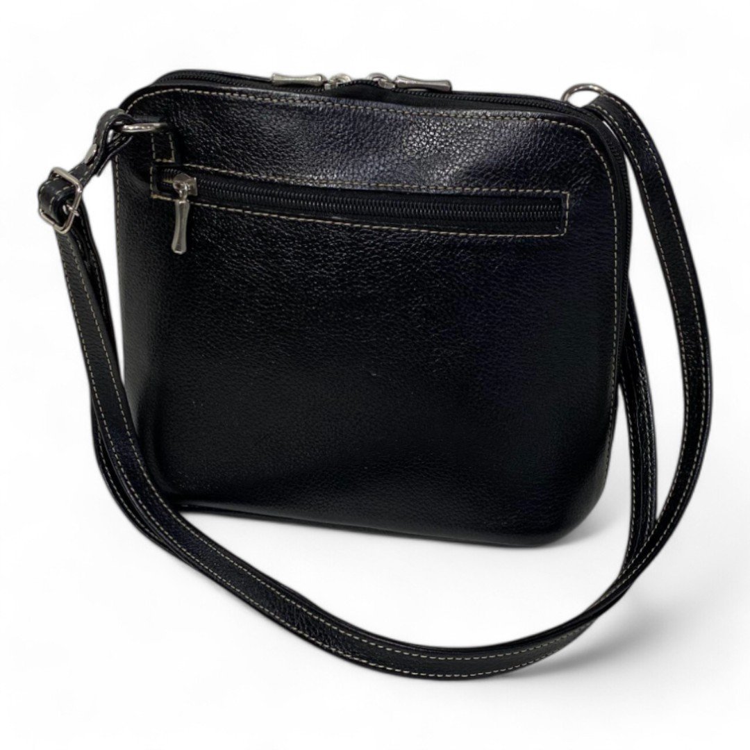 Bolsa Feminina Couro Legítimo Pequena Channel Redonda Ziper Inteiro Repartições internas - Imagem 15