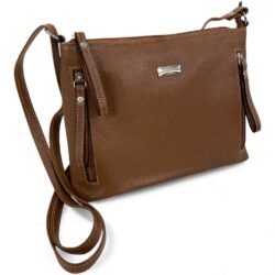 Bolsa Feminina Couro Transversal Bls294 4 Ziperes