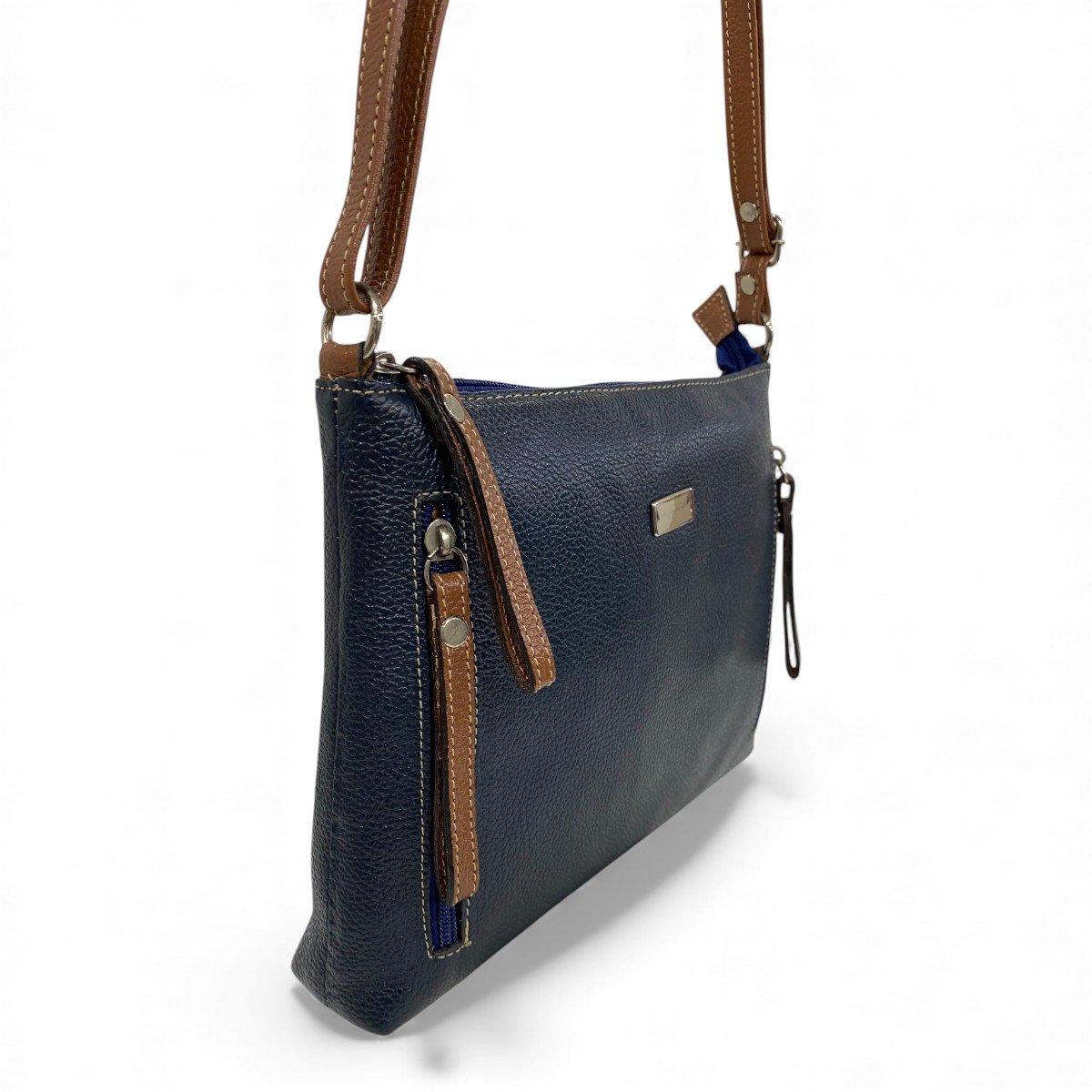 Bolsa Feminina Couro Transversal Bls294 4 Ziperes Duas Cores - Imagem 39