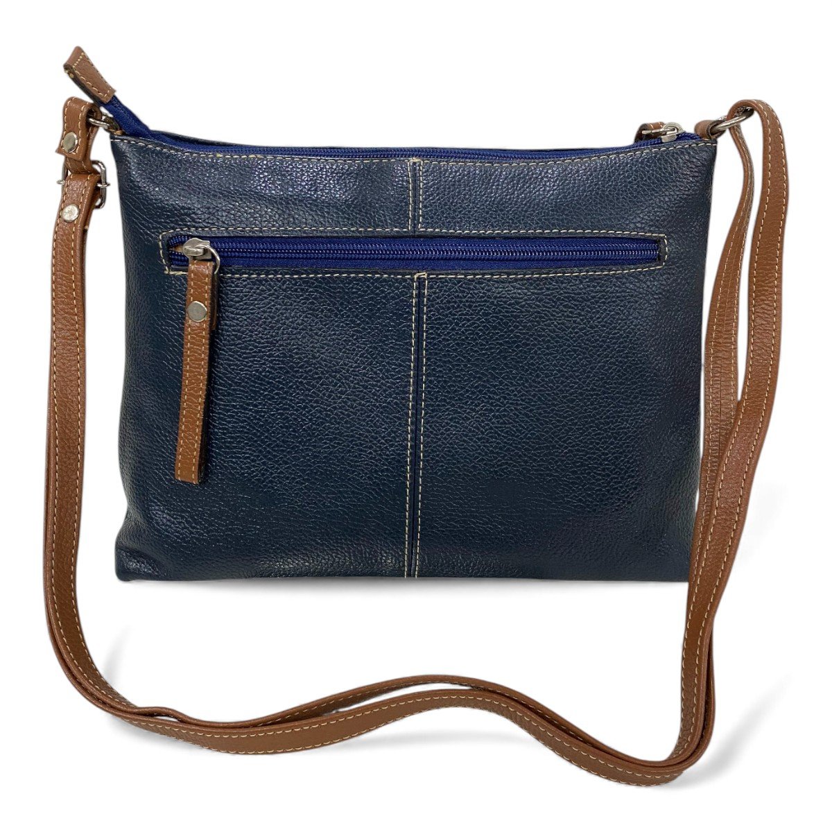 Bolsa Feminina Couro Transversal Bls294 4 Ziperes Duas Cores - Imagem 37