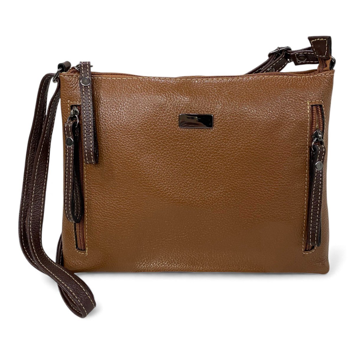 Bolsa Feminina Couro Transversal Bls294 4 Ziperes Duas Cores - Imagem 33