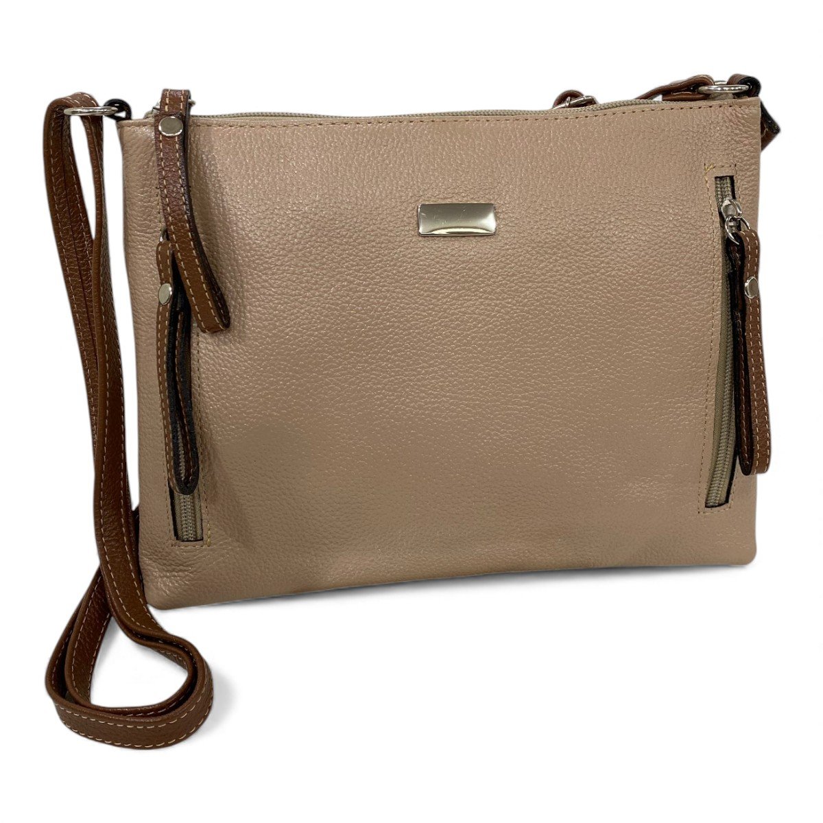 Bolsa Feminina Couro Transversal Bls294 4 Ziperes Duas Cores - Imagem 28