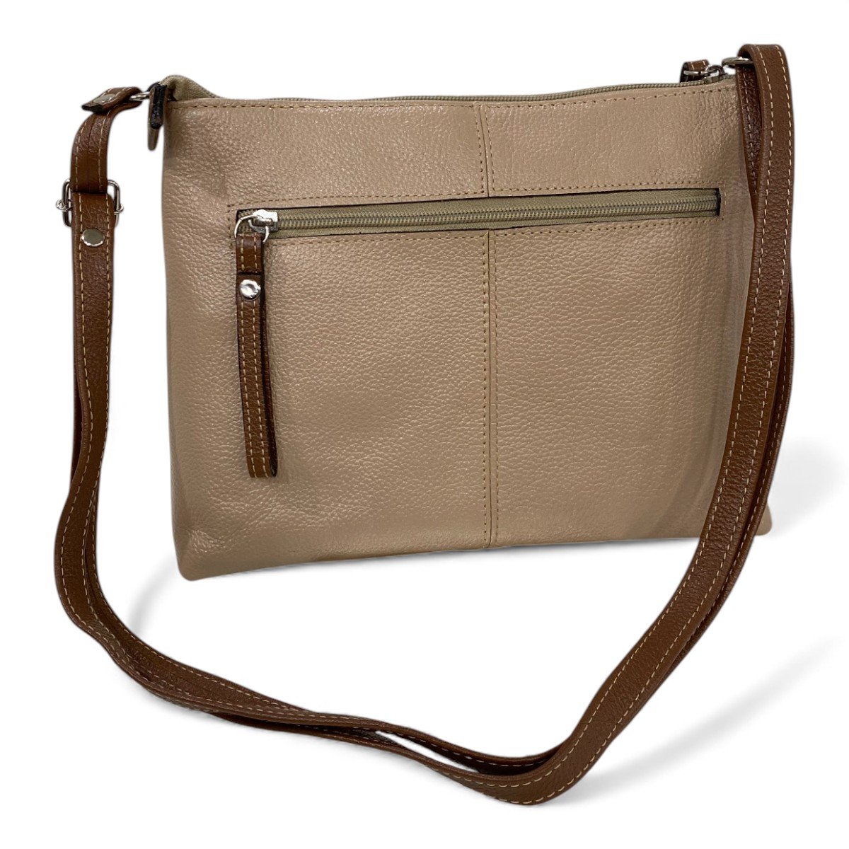 Bolsa Feminina Couro Transversal Bls294 4 Ziperes Duas Cores - Imagem 27