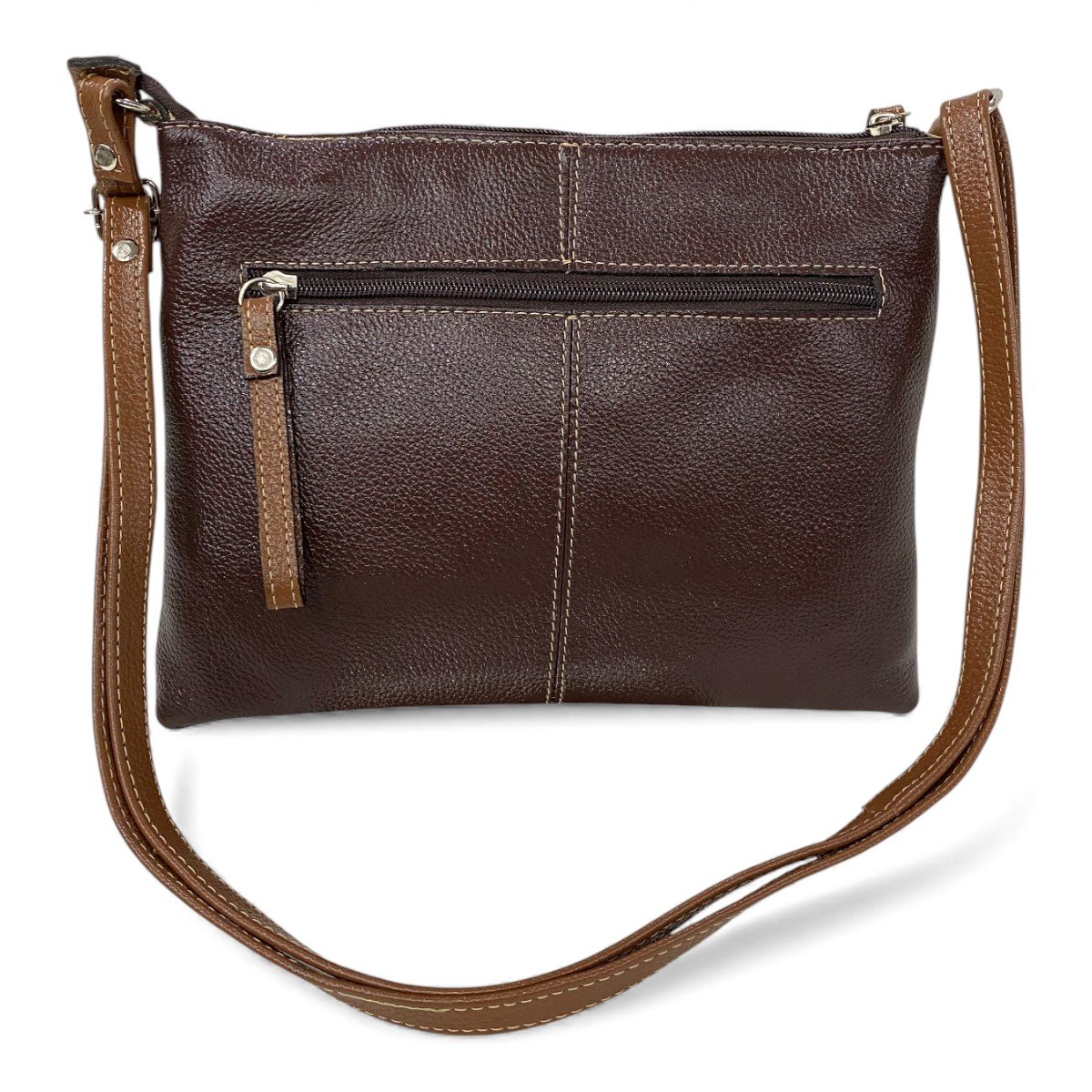 Bolsa Feminina Couro Transversal Bls294 4 Ziperes Duas Cores - Imagem 17