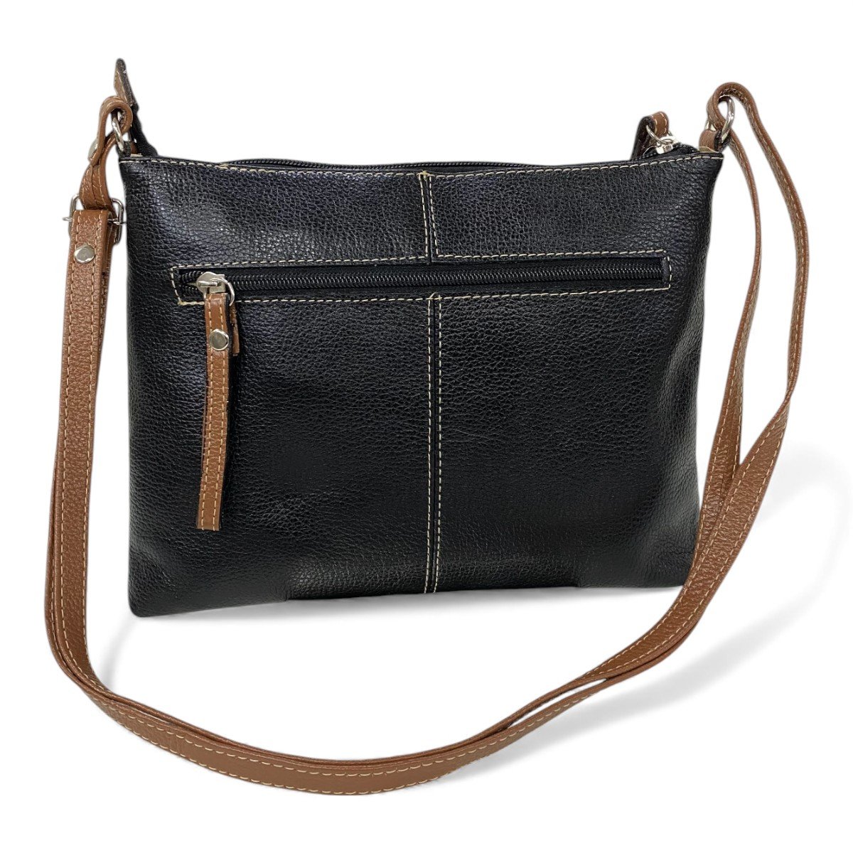 Bolsa Feminina Couro Transversal Bls294 4 Ziperes Duas Cores - Imagem 12