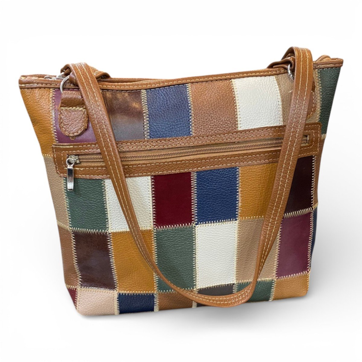 Bolsa Retalhos Couro Legitimo Feminina Ombro - Imagem 22