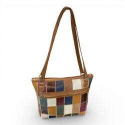 Bolsa Retalhos Couro Legitimo Feminina Ombro