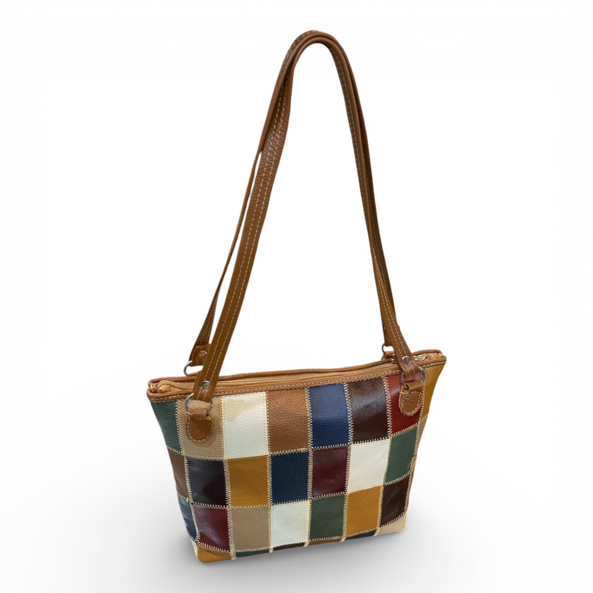 Bolsa Retalhos Couro Legitimo Feminina Ombro - Imagem 20