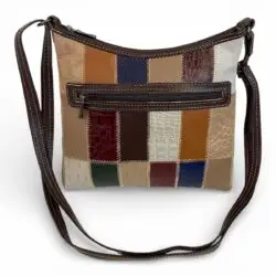Bolsa Retalhos Couro Legitimo Feminina Transversal Blsr188