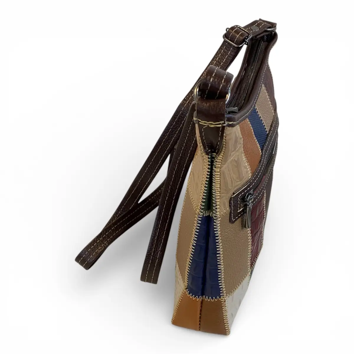 Bolsa Retalhos Couro Legitimo Feminina Transversal Blsr188 - Imagem 29