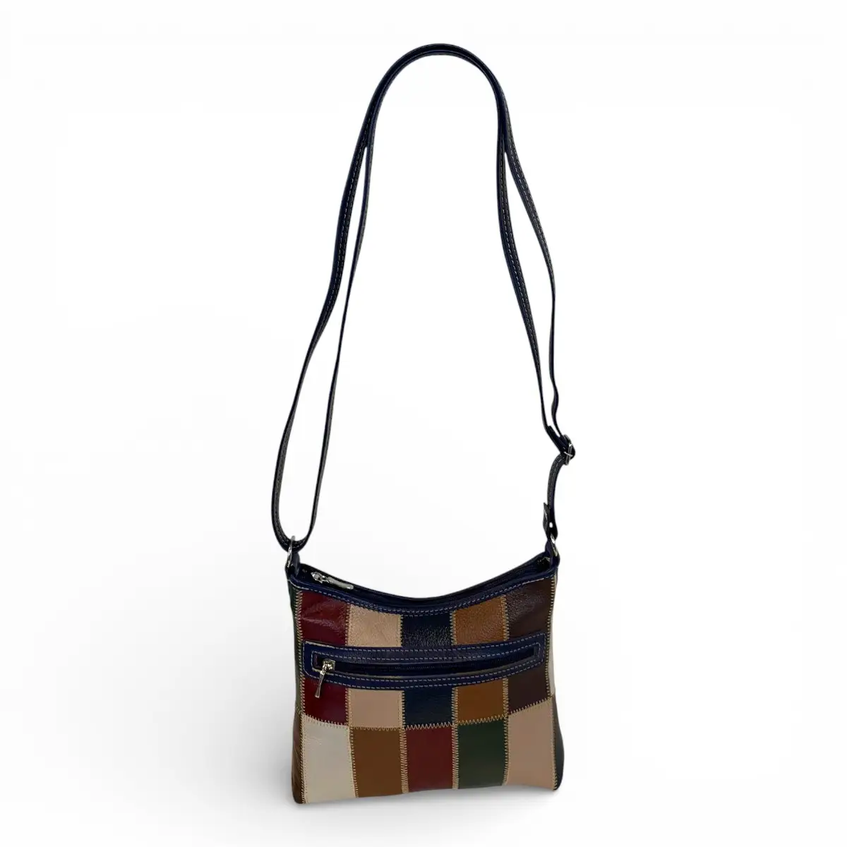 Bolsa Retalhos Couro Legitimo Feminina Transversal Blsr188 - Imagem 27